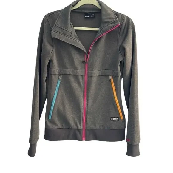 Bench. Outerwear, Active, Athletic Jacket, Size M (8) Gray with pink, orange and - Picture 7 of 8